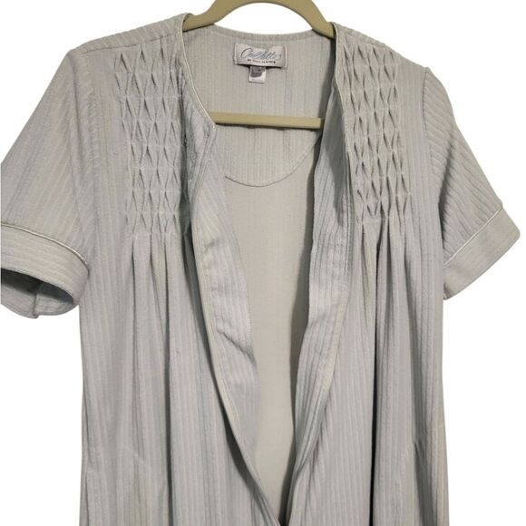 Collette By Miss Elaine Light Green Terry Cloth Front Zip Up Midi Robe,  S - Picture 6 of 11